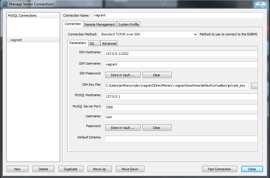 connect mysql via ssh